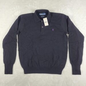 Polo Ralph Lauren Long Sleeve Sweater Polo Men's Small Black 100% Lambs Wool NWT